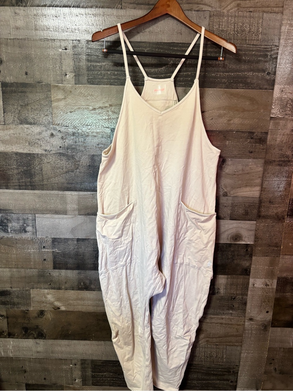 FP Movement by Free People Cream Oversized Strappy Jumpsuit Small